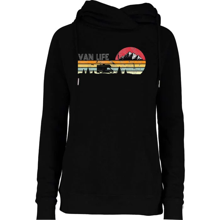 Van Life Clothing Retro Vintage Van Dwellers Vanlife Nomads Womens Funnel Neck Pullover Hood