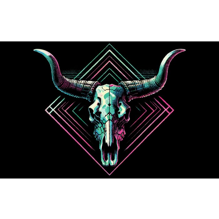 Vaporwave Longhorn Cow Cattle Skull Art 80s 90s Bumper Sticker