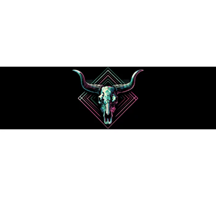 Vaporwave Longhorn Cow Cattle Skull Art 80s 90s Bumper Sticker