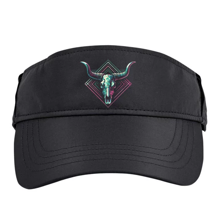 Vaporwave Longhorn Cow Cattle Skull Art 80s 90s Adult Drive Performance Visor