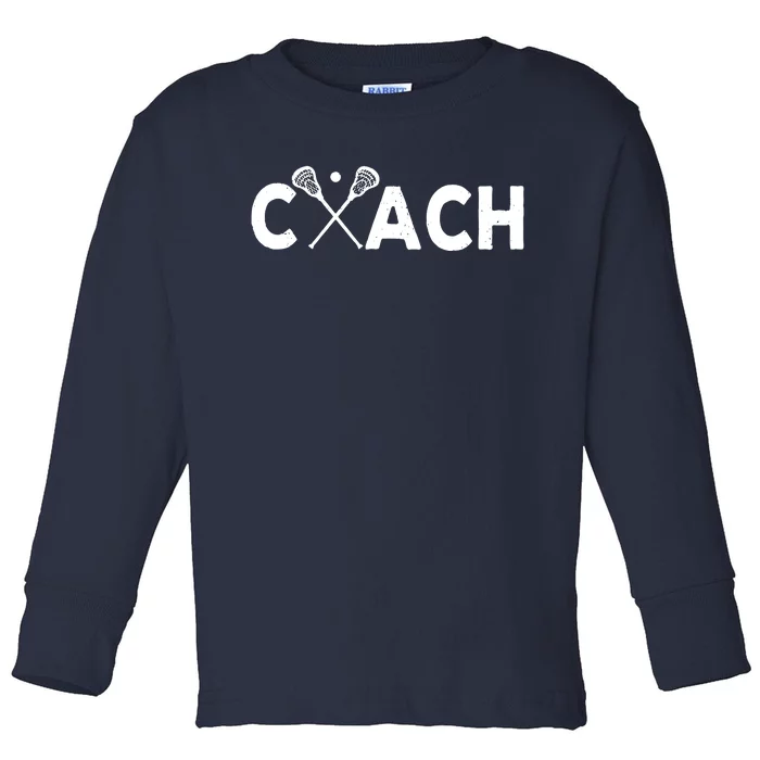 Vintage Lacrosse Coach Lacrosse Team Coach Retro Toddler Long Sleeve Shirt