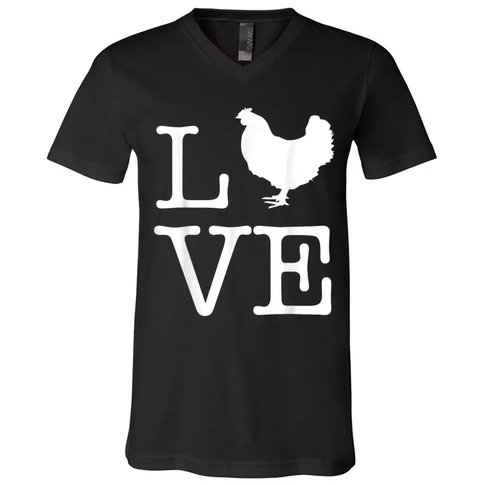 Vintage Love Chicken Novelty Funny Chicken V-Neck T-Shirt