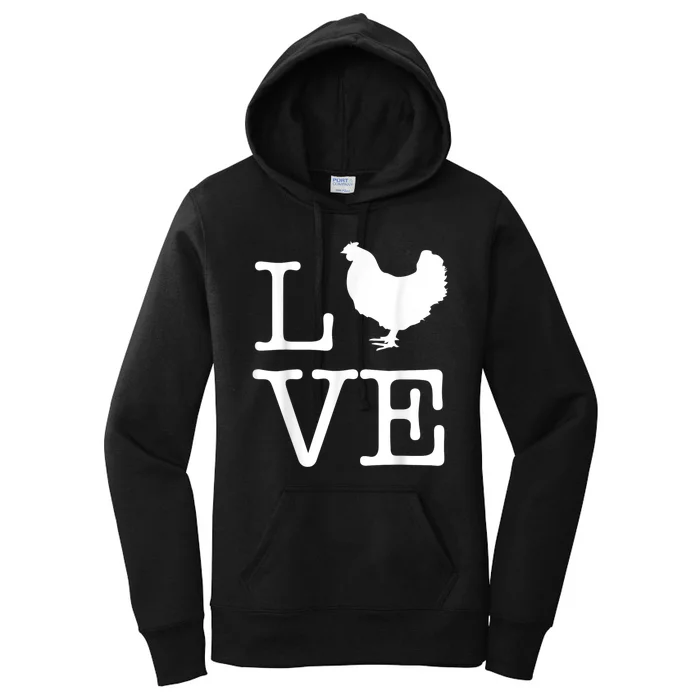 Vintage Love Chicken Novelty Funny Chicken Women's Pullover Hoodie