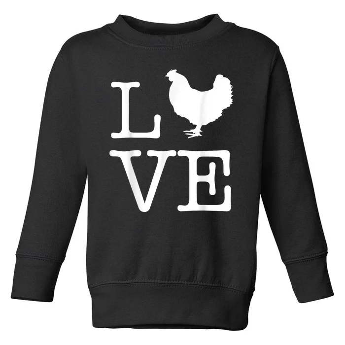 Vintage Love Chicken Novelty Funny Chicken Toddler Sweatshirt