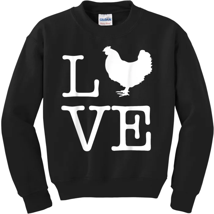 Vintage Love Chicken Novelty Funny Chicken Kids Sweatshirt