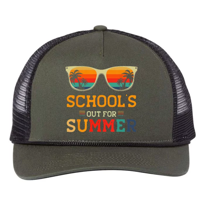 Vintage Last Day Of School Schools Out For Summer Teacher Retro Rope Trucker Hat Cap