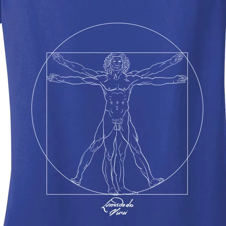 Vitruvian Leonardo Da Vinci Draw Artistic And Historic Gift Women's V-Neck T-Shirt