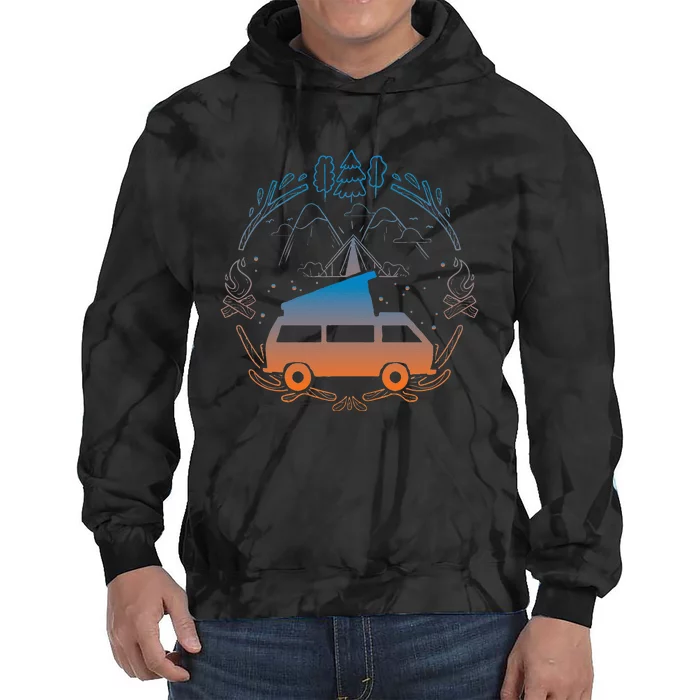 Van Life Design Vanagon Van Bus Dipper Campfire Camping Tie Dye Hoodie