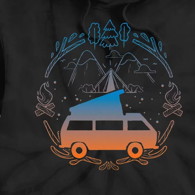 Van Life Design Vanagon Van Bus Dipper Campfire Camping Tie Dye Hoodie