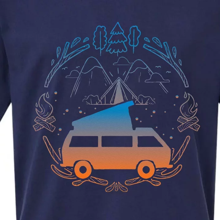 Van Life Design Vanagon Van Bus Dipper Campfire Camping Sueded Cloud Jersey T-Shirt