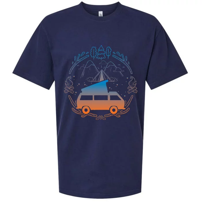 Van Life Design Vanagon Van Bus Dipper Campfire Camping Sueded Cloud Jersey T-Shirt