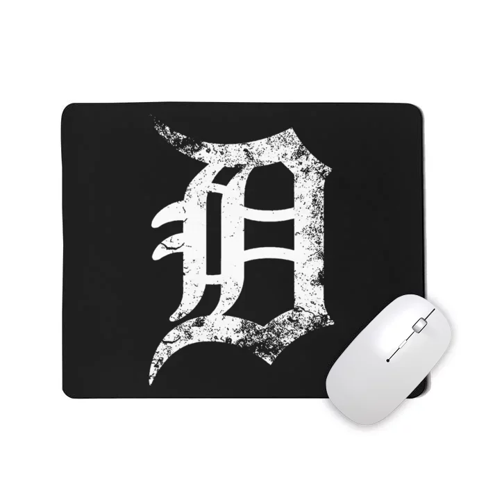 Vintage Letter D Detroit Michigan 313 Area Code White Mousepad