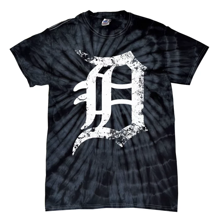 Vintage Letter D Detroit Michigan 313 area code white Tie-Dye T-Shirt