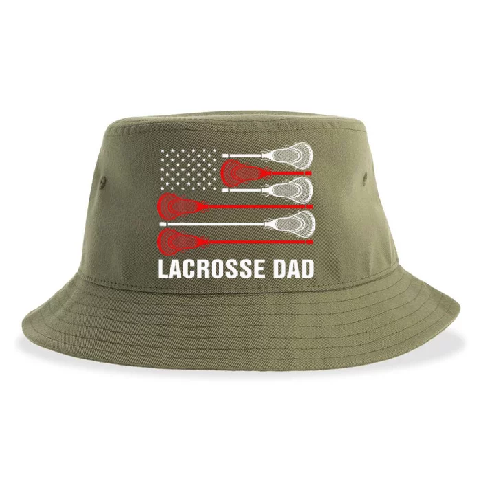 Vintage Lacrosse Dad Lax Dad Usa Flag Patriotic Sustainable Bucket Hat