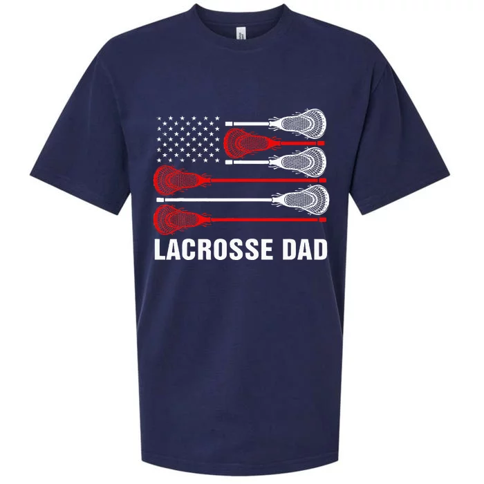 Vintage Lacrosse Dad Lax Dad Usa Flag Patriotic Sueded Cloud Jersey T-Shirt