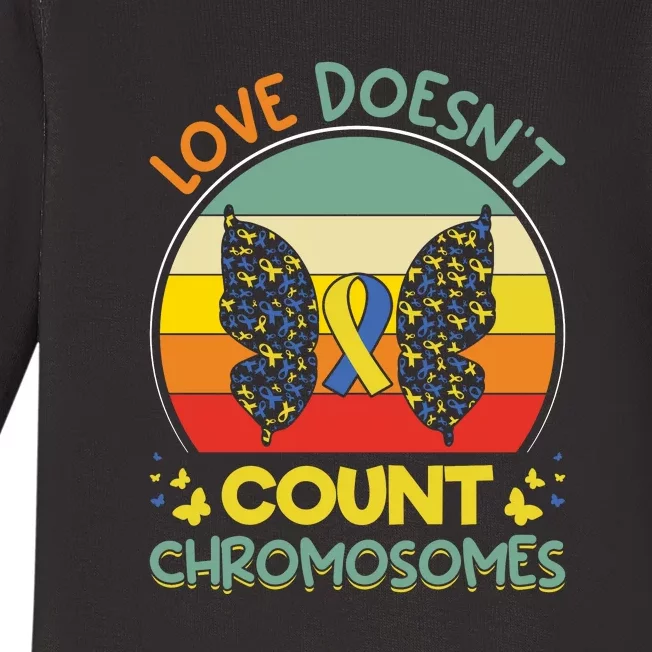 Vinatge Love Doesn’t Count Chromosomes For Down Syndrome Baby Long Sleeve Bodysuit