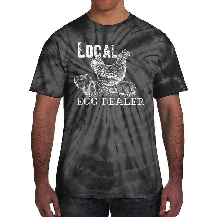 Vintage Local Egg Dealer Funny Bleached Chicken Lover Farm Farmer Tie-Dye T-Shirt