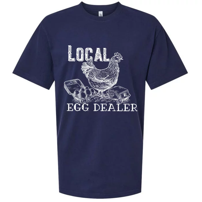 Vintage Local Egg Dealer Funny Bleached Chicken Lover Farm Farmer Sueded Cloud Jersey T-Shirt