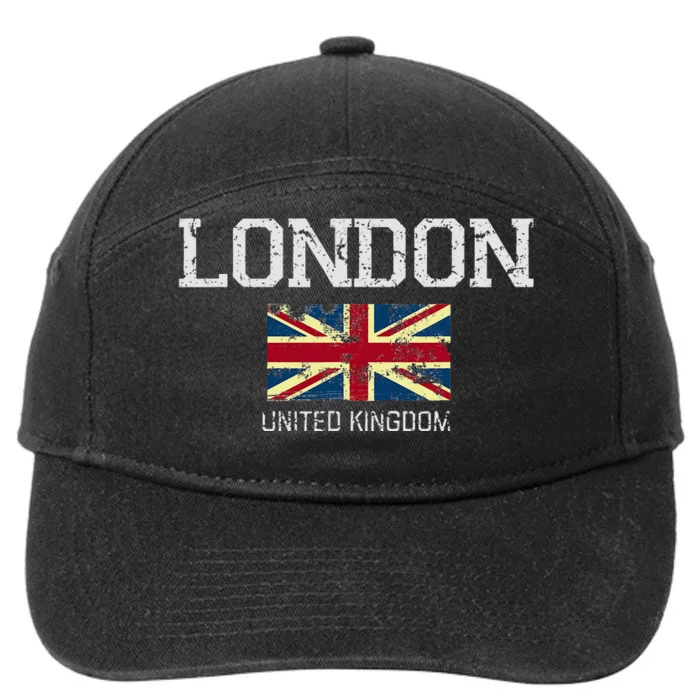 Vintage London England United Kingdom Souvenir 7-Panel Snapback Hat