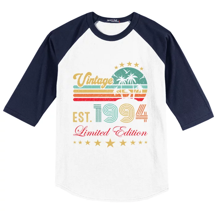 Vintage Limited Edition 30th Birthday Born 1994 Baseball Sleeve Shirt