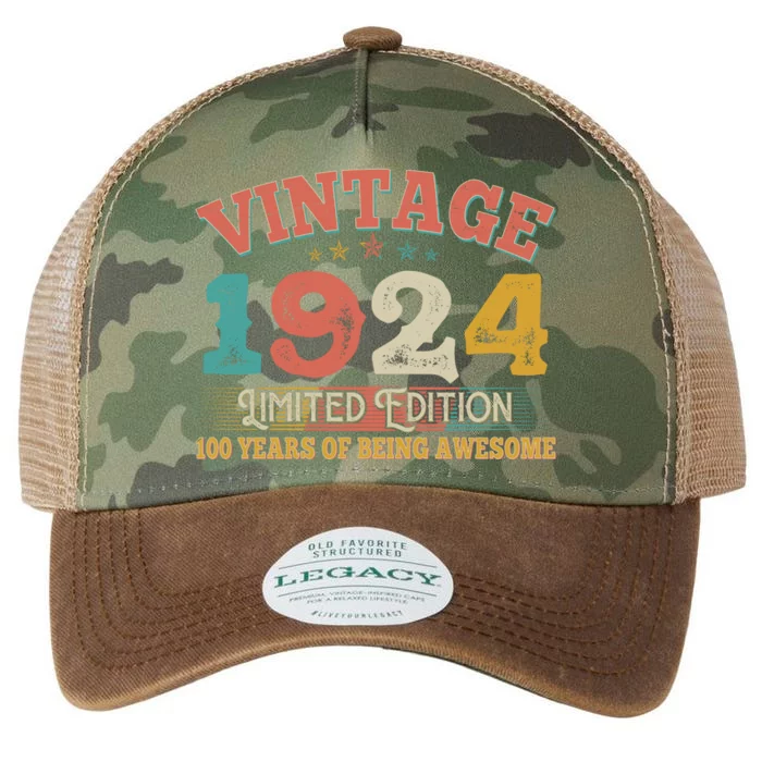 Vintage Limited Edition 1924 100 Years Of Being Awesome Birthday Legacy Tie Dye Trucker Hat