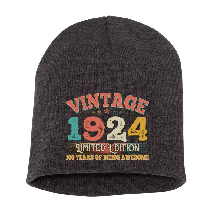 Vintage Limited Edition 1924 100 Years Of Being Awesome Birthday Short Acrylic Beanie