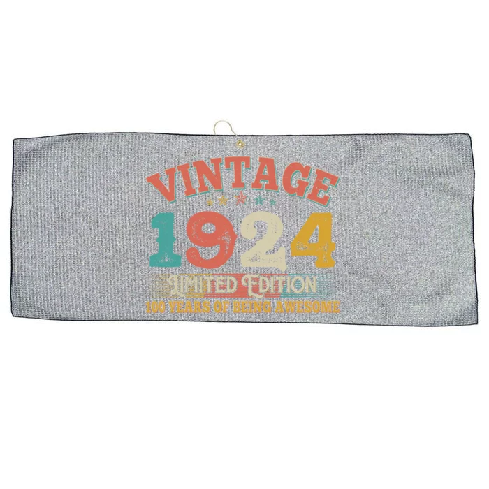 Vintage Limited Edition 1924 100 Years Of Being Awesome Birthday Large Microfiber Waffle Golf Towel