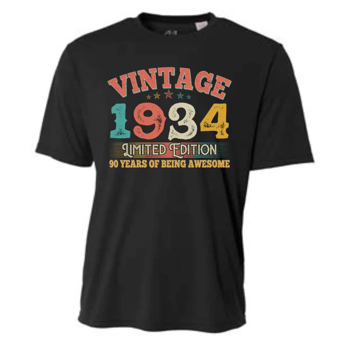 Vintage Limited Edition 1934 90 Years Of Being Awesome Birthday Cooling Performance Crew T-Shirt