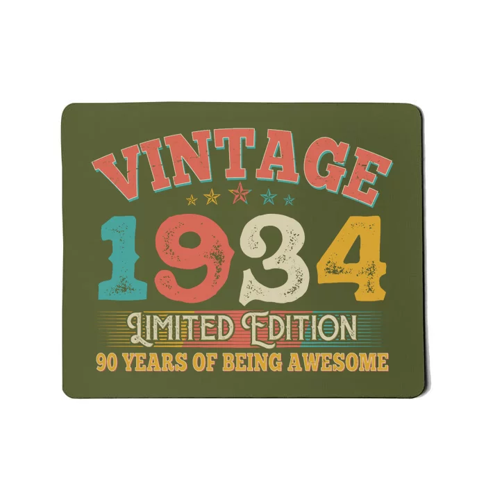 Vintage Limited Edition 1934 90 Years Of Being Awesome Birthday Mousepad