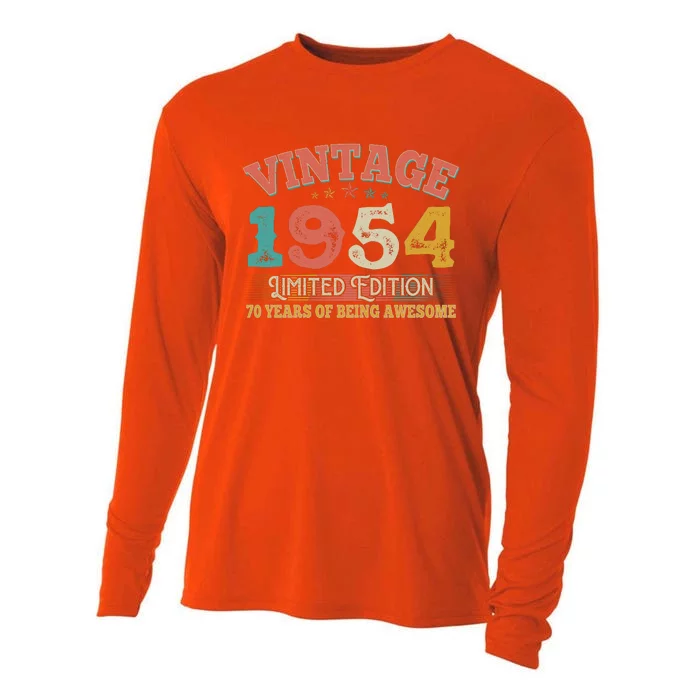 Vintage Limited Edition 1954 70 Years Of Being Awesome Birthday Cooling Performance Long Sleeve Crew