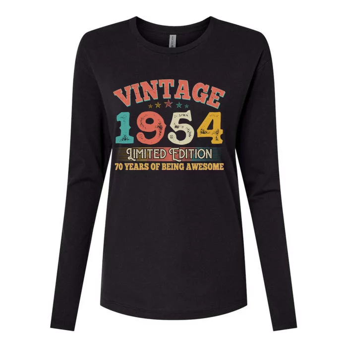 Vintage Limited Edition 1954 70 Years Of Being Awesome Birthday Womens Cotton Relaxed Long Sleeve T-Shirt