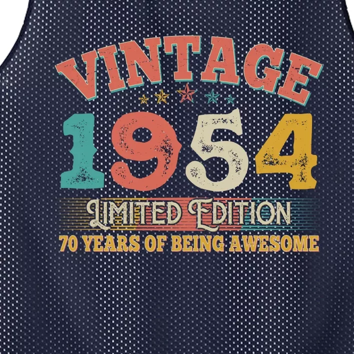 Vintage Limited Edition 1954 70 Years Of Being Awesome Birthday Mesh Reversible Basketball Jersey Tank