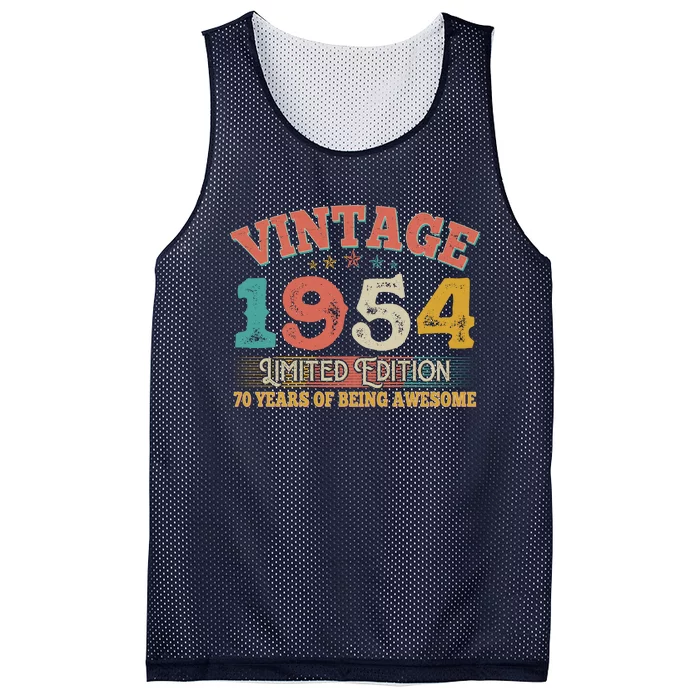 Vintage Limited Edition 1954 70 Years Of Being Awesome Birthday Mesh Reversible Basketball Jersey Tank