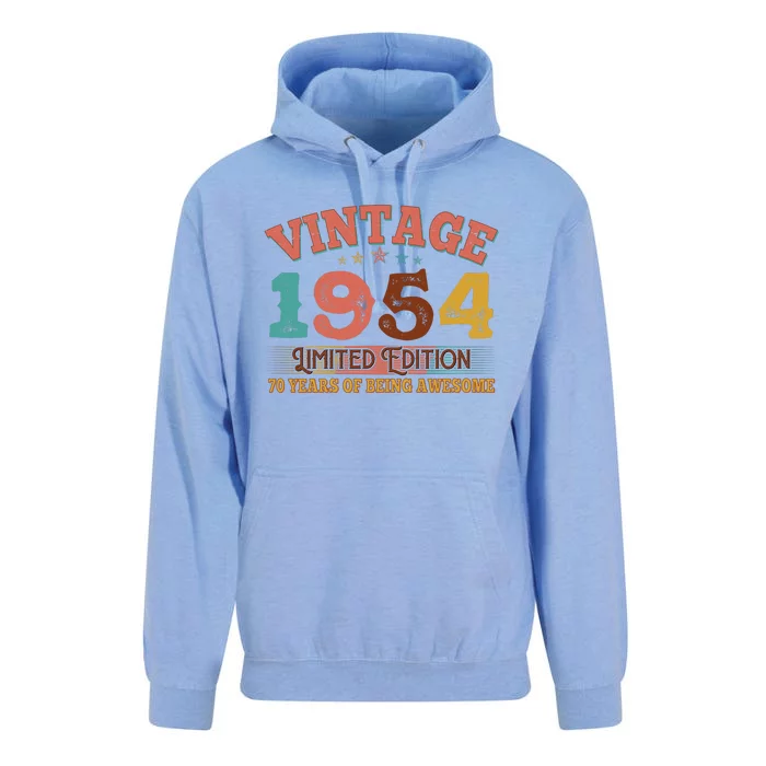 Vintage Limited Edition 1954 70 Years Of Being Awesome Birthday Unisex Surf Hoodie