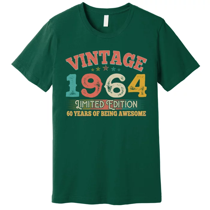 Vintage Limited Edition 1964 60 Years Of Being Awesome Birthday Premium T-Shirt