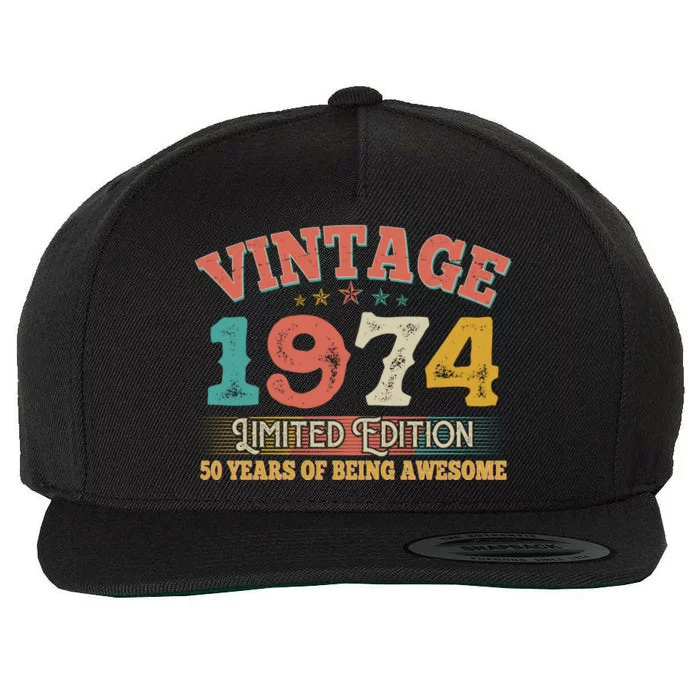 Vintage Limited Edition 1974 50 Years Of Being Awesome Birthday Wool Snapback Cap