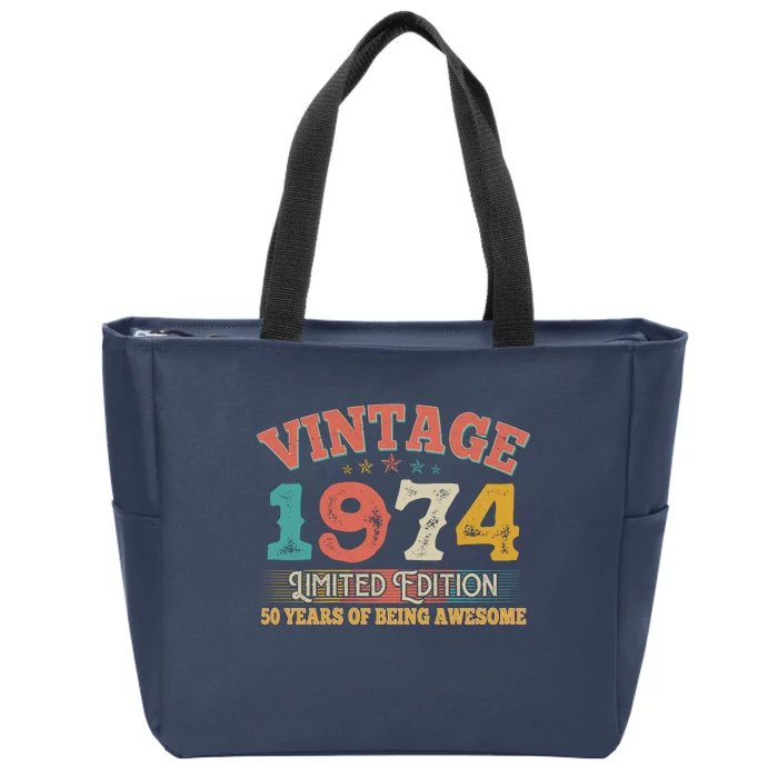 Vintage Limited Edition 1974 50 Years Of Being Awesome Birthday Zip Tote Bag