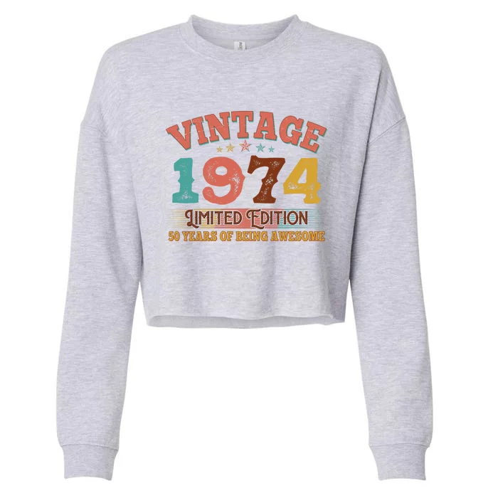 Vintage Limited Edition 1974 50 Years Of Being Awesome Birthday Cropped Pullover Crew