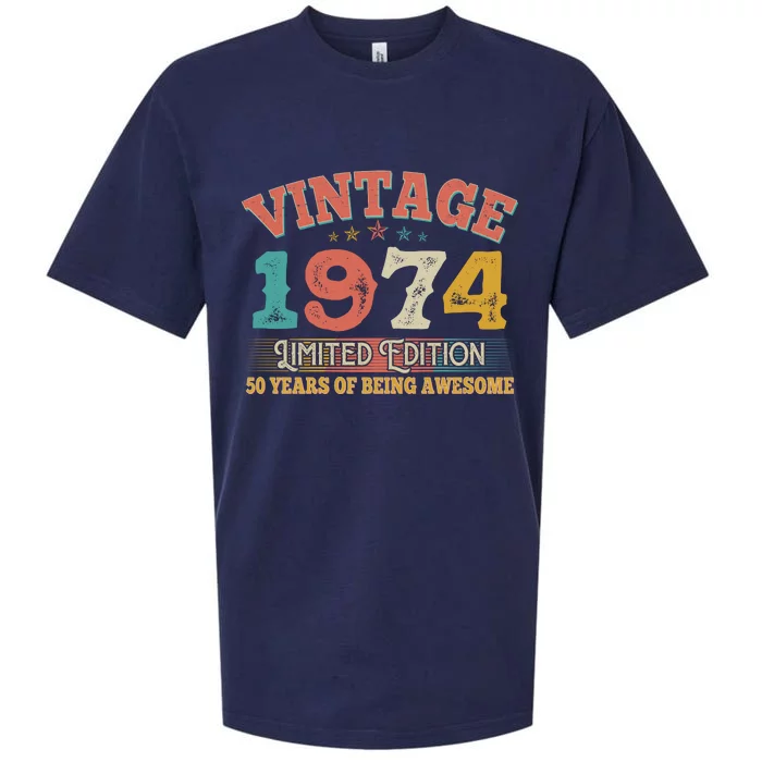 Vintage Limited Edition 1974 50 Years Of Being Awesome Birthday Sueded Cloud Jersey T-Shirt