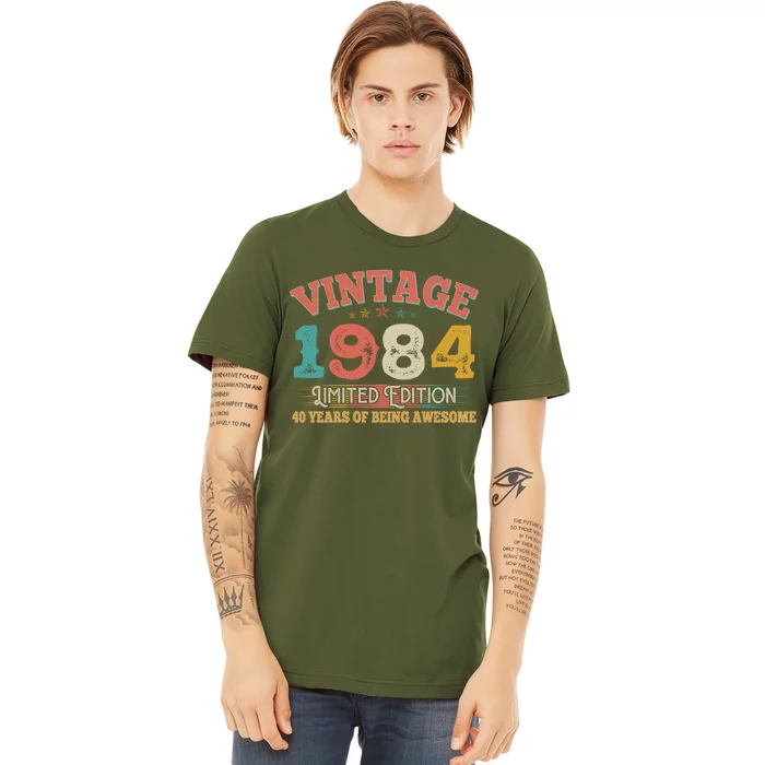 Vintage Limited Edition 1984 40 Years Of Being Awesome Birthday Premium T-Shirt