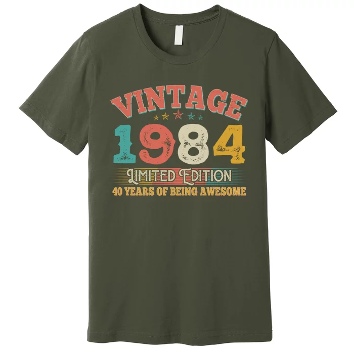 Vintage Limited Edition 1984 40 Years Of Being Awesome Birthday Premium T-Shirt