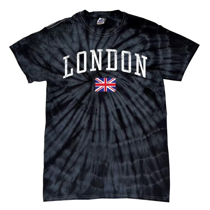 Vintage London England Country Flag Souvenir Vacation Tie-Dye T-Shirt