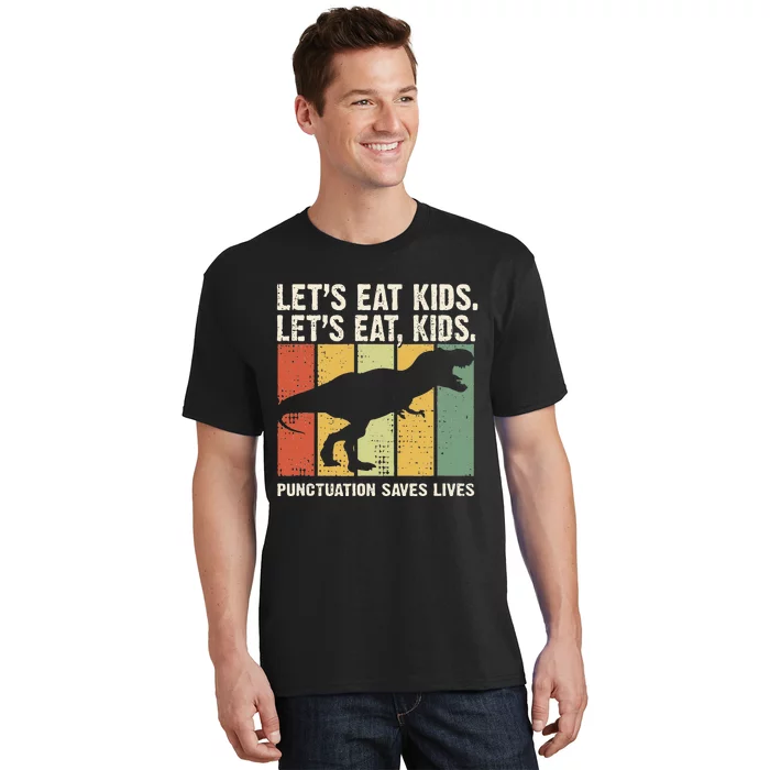 Vintage Let's Eat Punctuation Saves Lives Funny Grammar T-Shirt