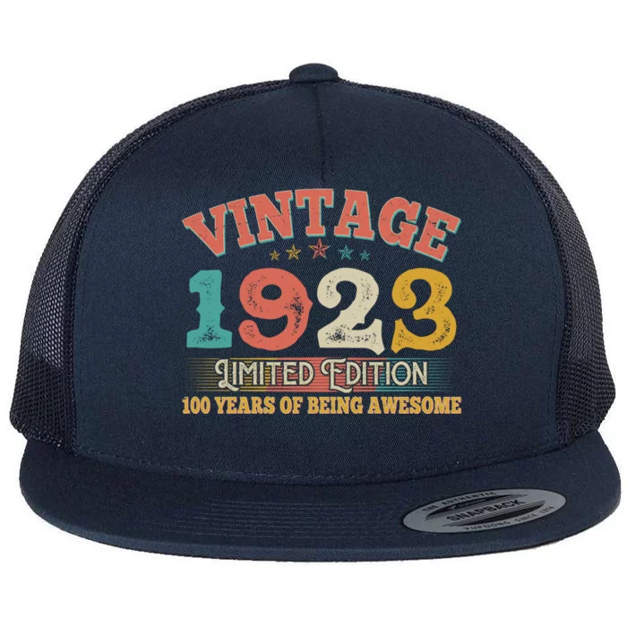 Vintage Limited Edition 1923 100 Years Of Being Awesome Birthday Flat Bill Trucker Hat