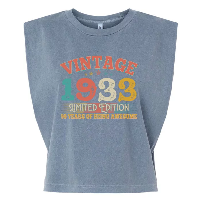 Vintage Limited Edition 1933 90 Years Of Being Awesome Birthday Garment-Dyed Women's Muscle Tee