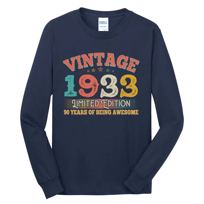 Vintage Limited Edition 1933 90 Years Of Being Awesome Birthday Tall Long Sleeve T-Shirt