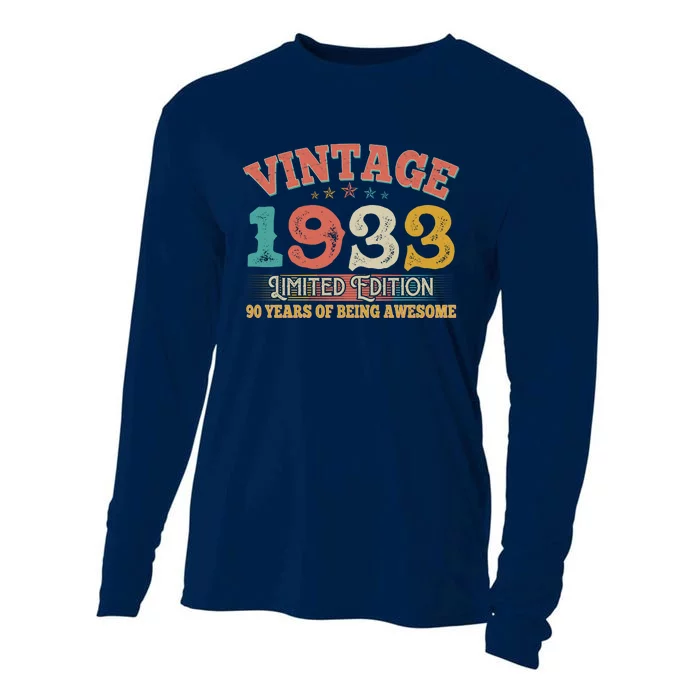 Vintage Limited Edition 1933 90 Years Of Being Awesome Birthday Cooling Performance Long Sleeve Crew