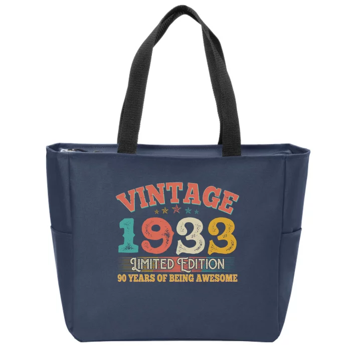 Vintage Limited Edition 1933 90 Years Of Being Awesome Birthday Zip Tote Bag