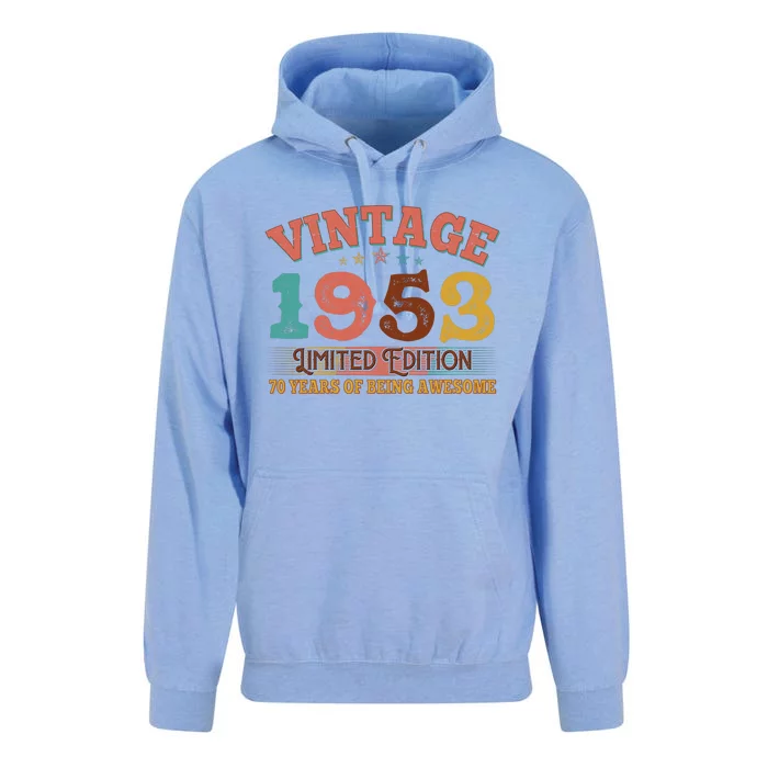 Vintage Limited Edition 1953 70 Years Of Being Awesome Birthday Unisex Surf Hoodie