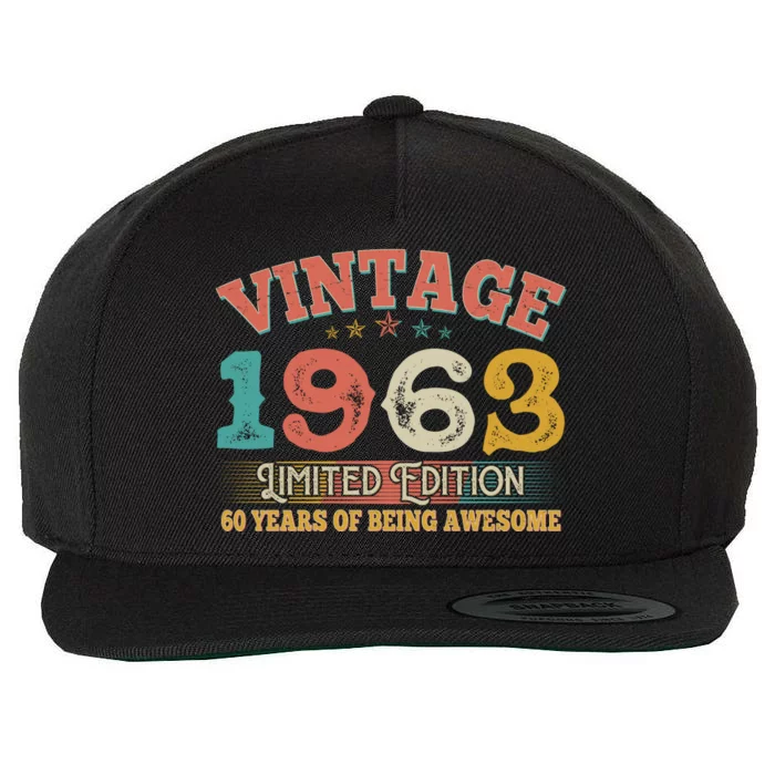 Vintage Limited Edition 1963 60 Years Of Being Awesome Birthday Wool Snapback Cap